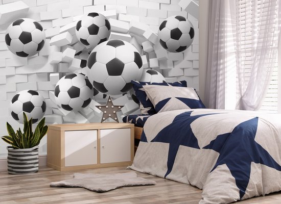 Walltastic - Fotobehang - Voetbalbehang - voetbalkamer - 3D Voetbal - (305 x 244cm) - 6 panelen