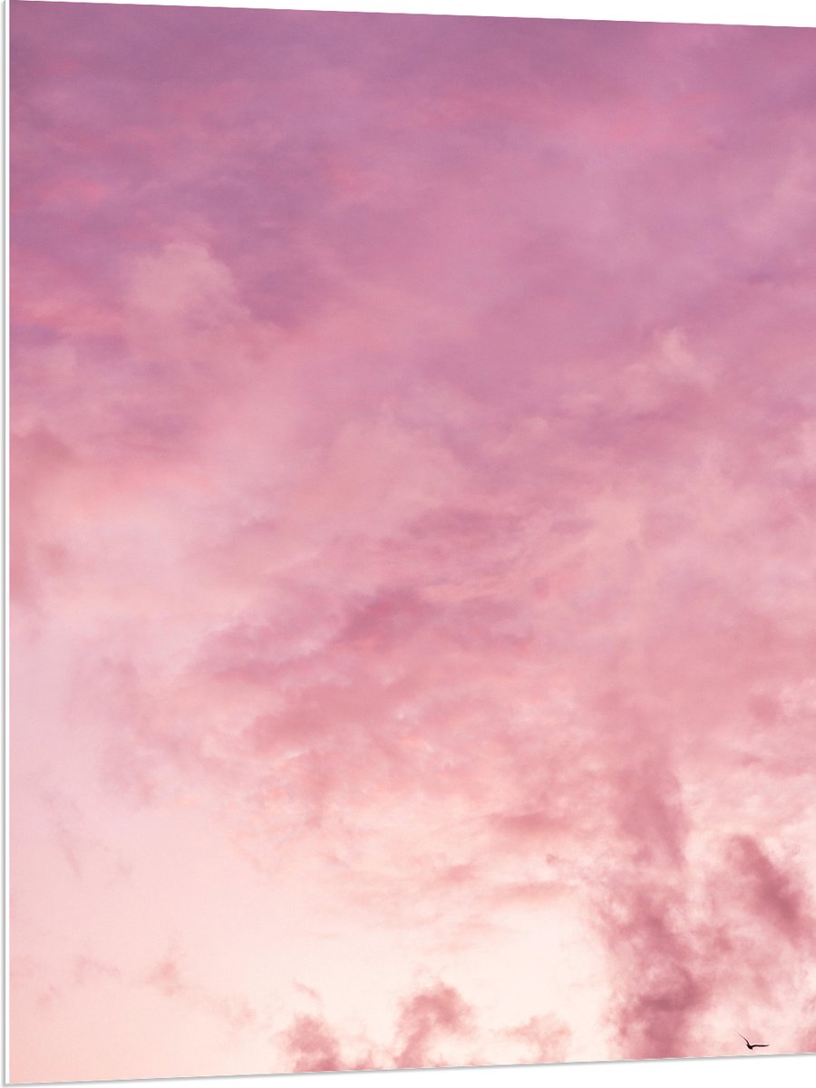 PVC Schuimplaat- Zachtroze Lucht met Sluierbewolking - 75x100 cm Foto op PVC Schuimplaat