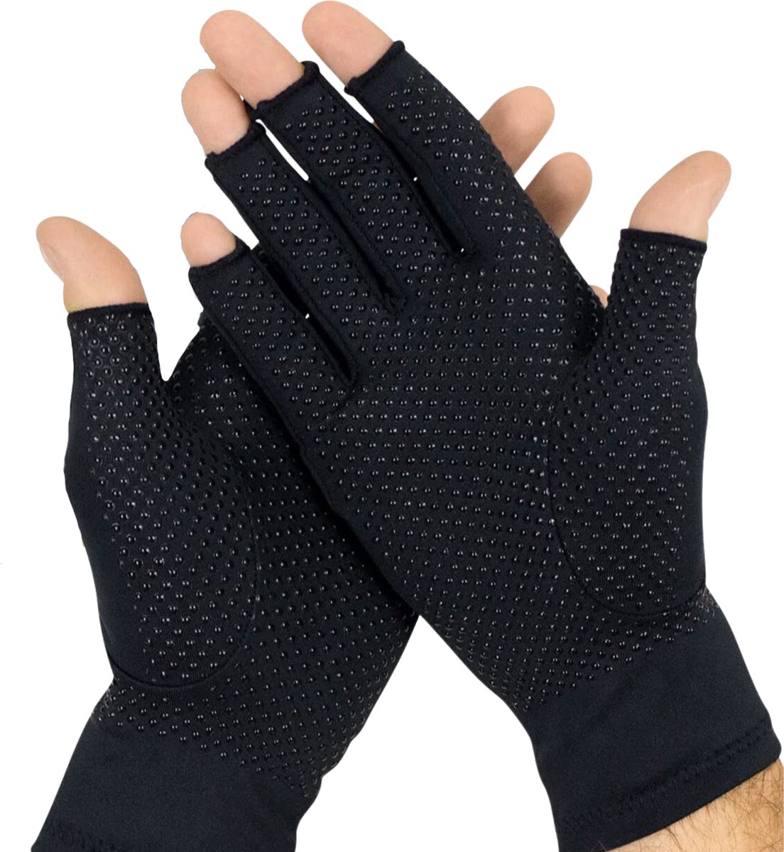 2 Stuks Anti Slip Reuma Handschoenen - Therapeutische - Artritis Compressie Handschoenen - Maat M - Zwart