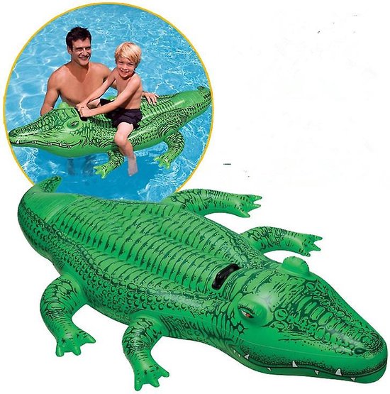 krokodil ride on opblaasdier in zwembad 139x61x23cm opblaasbaar zwembad speelgoed Opblaasdieren - Zomer Zwembad Strand Zon - Opblaas Speelgoed voor Kinderen