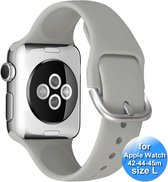 Siliconen Bandje geschikt voor Apple Watch - Past op Apple Watch 42-44-45 mm - Maat L - 17t/m 22cm - Siliconen met Gesp sluiting - Grijs
