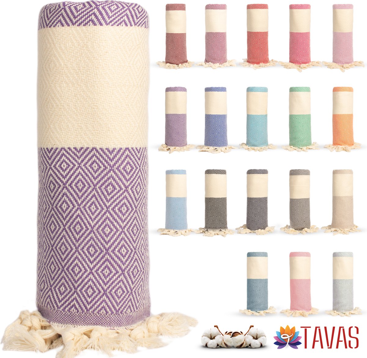 Tavas Hamamdoek Lila Strandlaken %100 Katoen XL Saunalaken 100 x 180 cm Badhanddoek Groot Douchelaken Dames Hotel Handdoek Pestemal Fouta Pareo Yoga Deken Heren