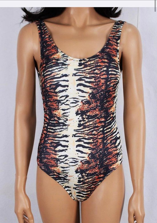 Badpak- Wilde design dames Zwempak- Dames Badmode Bikini Strandkleding Zwemkleding 423- Bruin kleurenverloop- Maat 38/XS