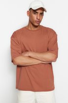 Trendyol TMNSS22TS0317 Volwassenen Mannen T-shirt Single pack - Bruin - XL