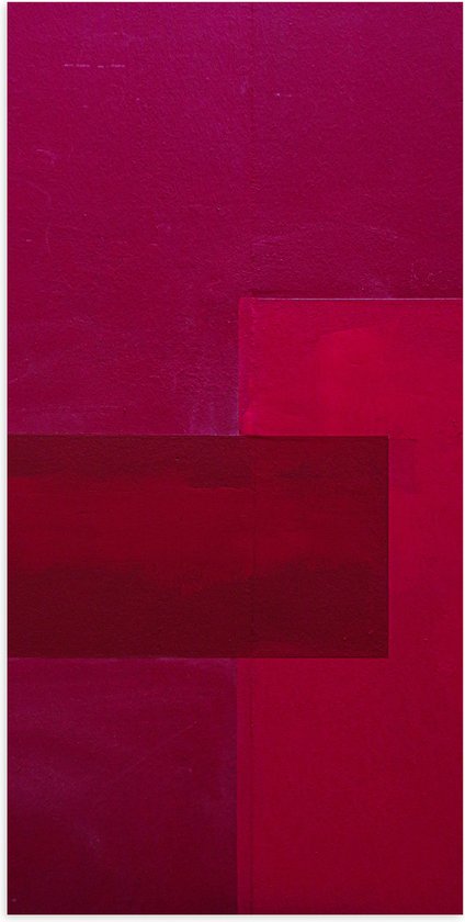 Poster Glanzend – Roze Vlakken op Schilderij - 50x100 cm Foto op Posterpapier met Glanzende Afwerking