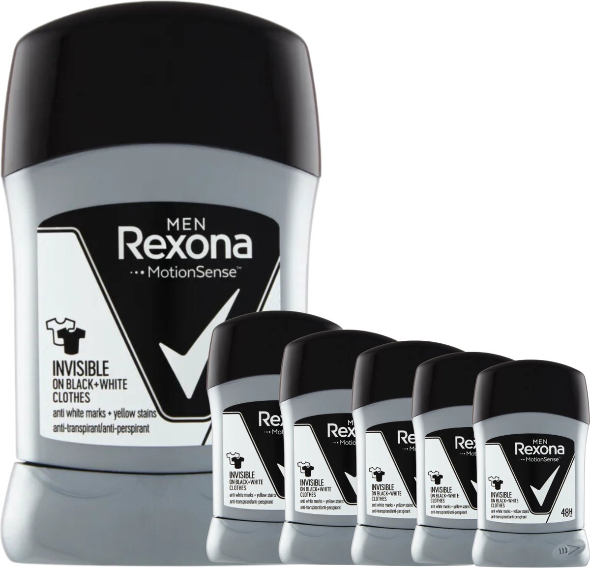 6 x 50 ml Rexona Men Deo Stick Invisible on Black & White Clothes - Voordeelverpakking