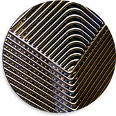 Dibond Muurcirkel - Stapel Gouden Ruitvormige Panelen - 50x50 cm Foto op Aluminium Muurcirkel (met ophangsysteem)