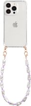Casies Apple iPhone 11 hoesje met koord - Parel ketting - short size - crossbody - Cord Case Pearl Purple Beads