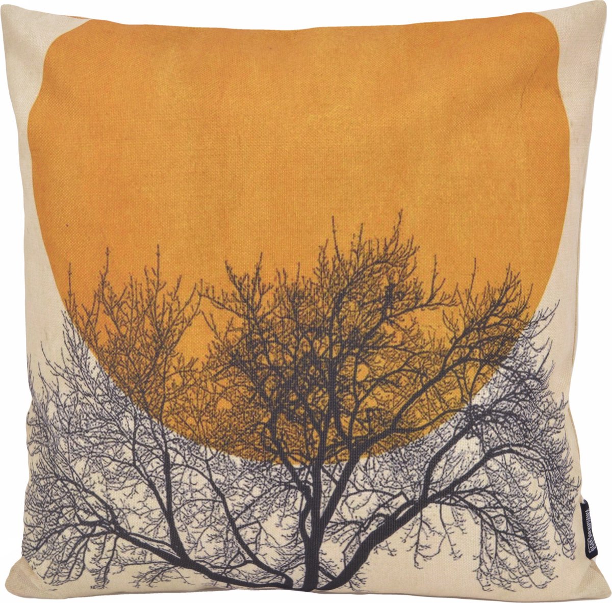 Gek op Kussens! Sierkussen Moon & Tree | 45 x 45 cm | Katoen/Linnen Geel-Beige