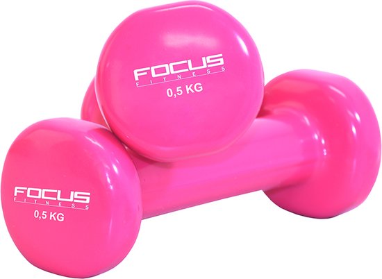 Vinyl Dumbbell Focus Fitness - 2 x 0,5 kg - Roze