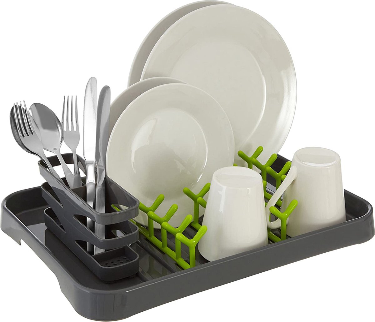 Goedkoopste Meyerhoff kunststof afdruiprek voor het laten drogen van de afwas 43 x 31 x 10 cm Grijs/groen