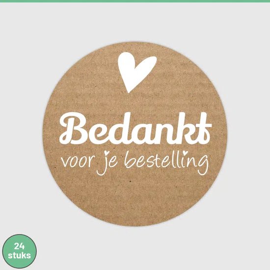 24 Sluitstickers Bedankt voor je bestelling - Bedankt Stickers - Sluitzegel bedankt voor je bestelling stickers hartje - PLAKKERS