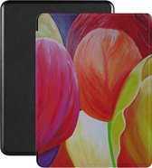 Lunso - Geschikt voor Kobo Glo / Glo HD / Touch 2.0 hoes (6 inch) - Vegan Saffiano Leren sleep cover - Tulpen