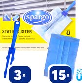 Spargo Statische Duster Effectieve Stof & Vuil Verwijderen - Voordeelbundel - 15 Doekjes & 3 Houders
