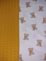 Boxopbergzak - okergeel - met witte voering met teddybeer - 60 x 50 cm