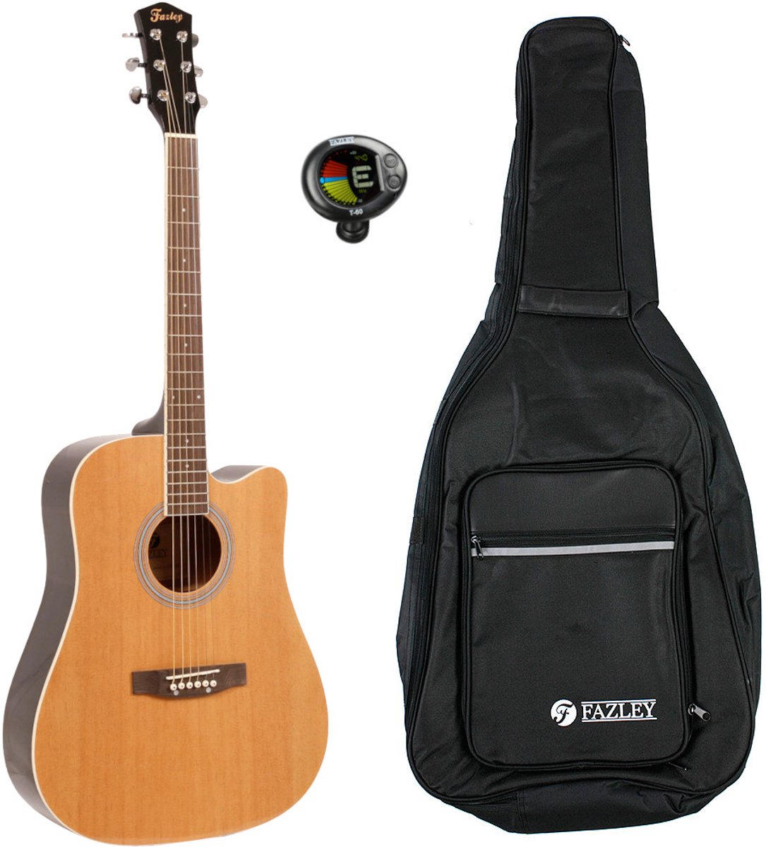 Fazley W40-NT akoestische western gitaar naturel + gigbag + stemapparaat
