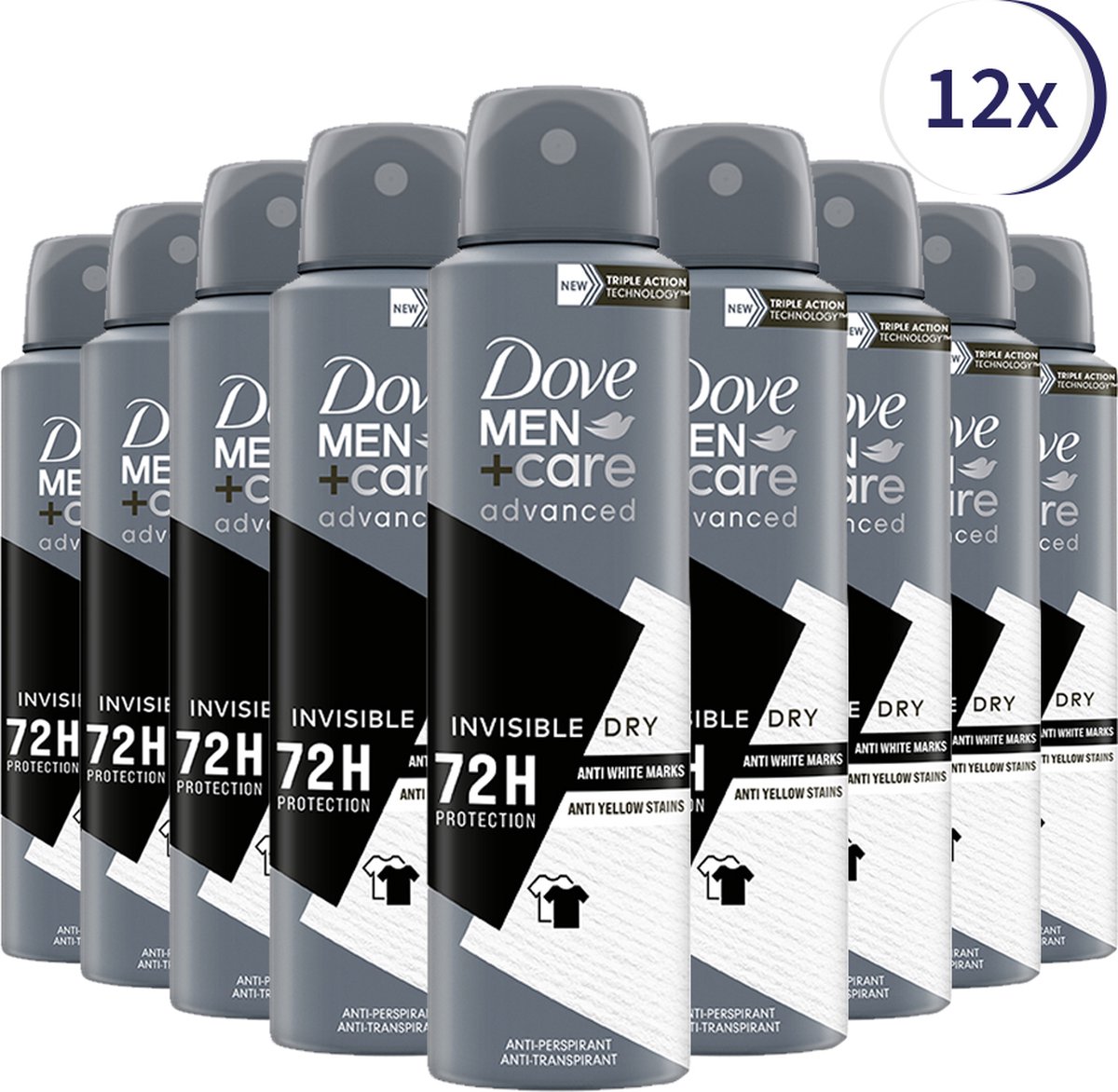 Goedkoopste Dove Men Care Invisible Dry Anti-transpirant Deodorant - 12 x 150 ml - Voordeelverpakking
