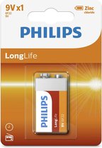 9V LongLife batterij Philips