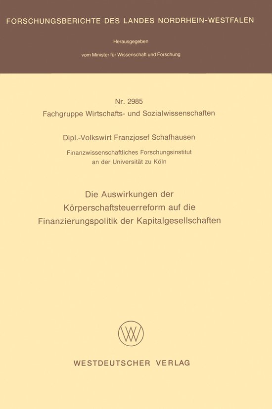 Die Auswirkungen Der Körperschaftsteuerreform Auf Die Finan ... - cover