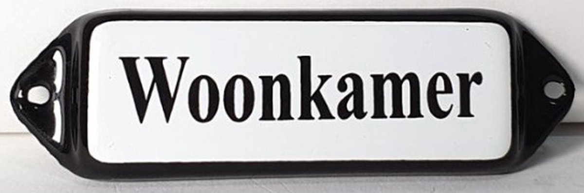 Emaille deurbordje wandbord Woonkamer - 10 x 3 cm model oor