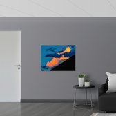 Poster Glanzend – Lichte en Donkere Wolken in de Lucht achter Berg - 100x75 cm Foto op Posterpapier met Glanzende Afwerking