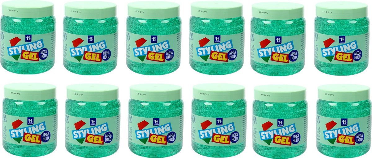 Hegron Styling Gel Mega Hold Groen - 12x500ml - Voordeelverpakking