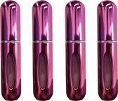 Mini Parfum Flesjes - 4-pack - Navulbaar - Reisflesjes - Parfumverstuiver - Glanzend Roze
