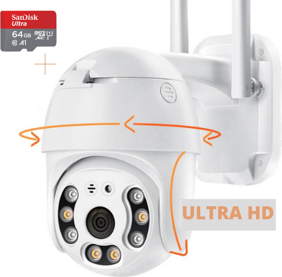 Envigante Beveiligingscamera PTZ 3MP 64GB - Buiten Camera - Beveiligingscamera buiten - Artificial Intelligence - Ultra HD - Buiten camera met nachtzicht