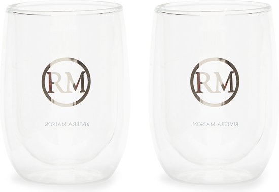 Riviera Maison Dubbelwandige glazen set met RM logo - RM Love Double Wall Glass Maat M - 250 ML - Glas - Transparant - 2 stuks