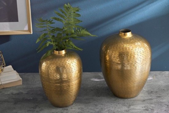 Elegantes Vasen 2er Set ORIENTAL 32cm goud im Rice Hammerschlag Design - 41532