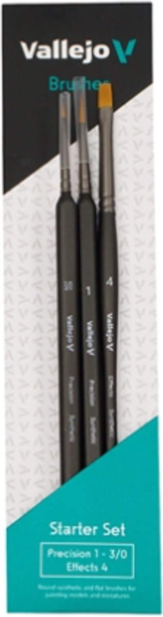Vallejo Hobbypenseel - B03990 Starter Set I - 3 Penselen - Size 3/0 - 1 - Triangular - Flat Penseel