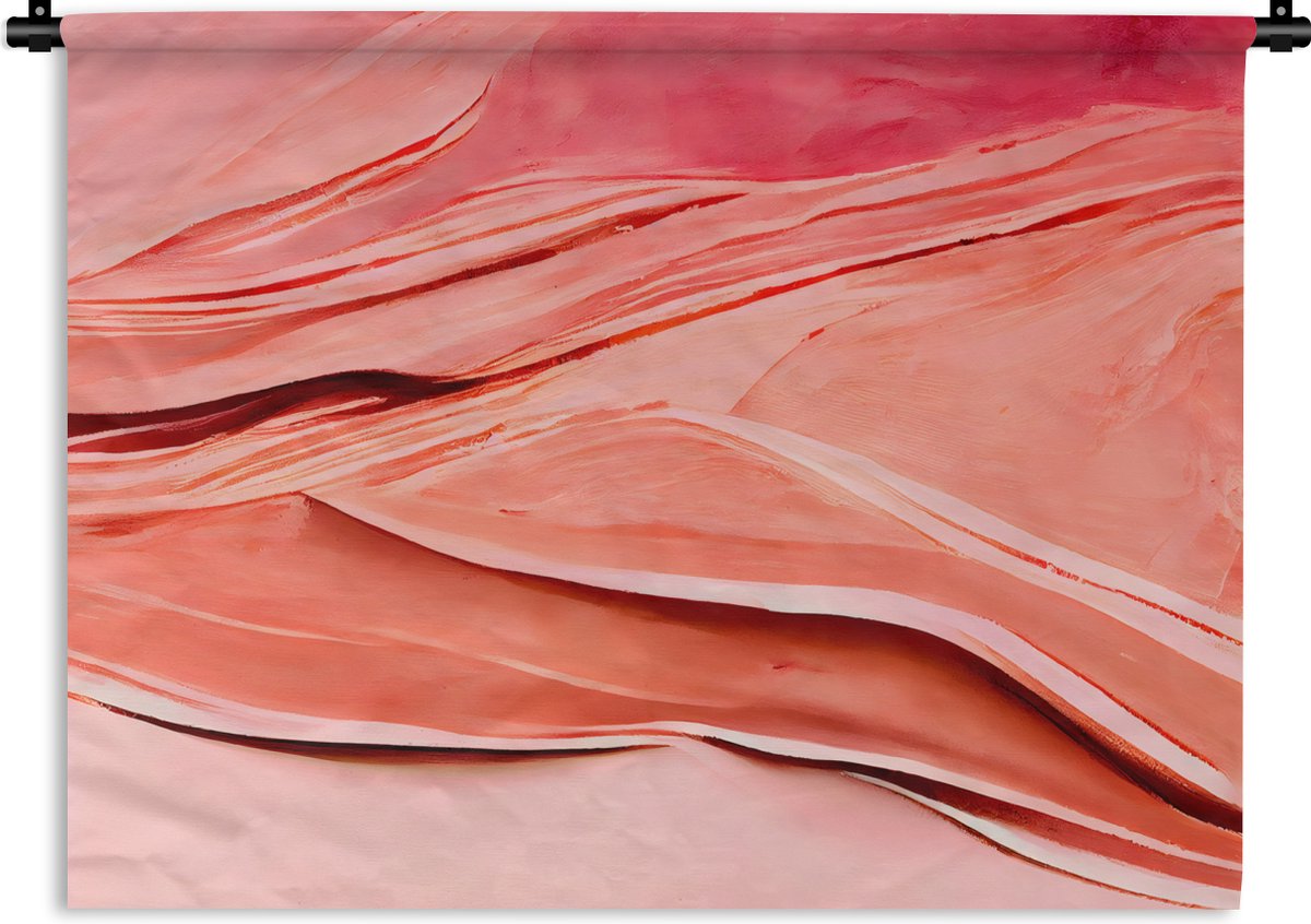 Wandkleed - Wanddoek - Abstract - Roze - Pastel - Vormen - 180x135 cm - Wandtapijt