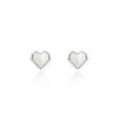 Clips d'oreilles/ Boucles Boucles d'oreilles Pearl Heart Stud - Argent / Wit | Argent 925 | Mode Favorite