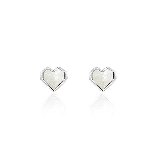 Clips d'oreilles/ Boucles Boucles d'oreilles Pearl Heart Stud - Argent / Wit | Argent 925 | Mode Favorite