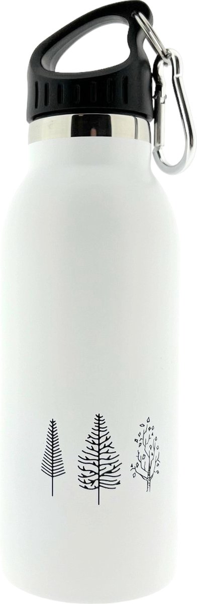 Thermosfles Drinkfles - Lichtgewicht - Geïsoleerd - Dubbelwandig - RVS - Wit - 0.5 liter