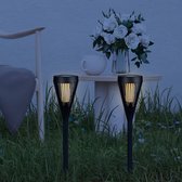 Solar tuinverlichting - priklamp Norah met vlameffect - Set van 2 stuks - Zwart