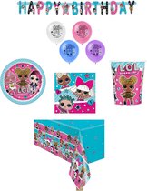 L.O.L. Surprise - Feestpakket - Feestartikelen - Kinderfeest - 8 Kinderen - Tafelkleed - Bekers - Servetten - Bordjes - Ballonnen - Happy Birthday slinger.