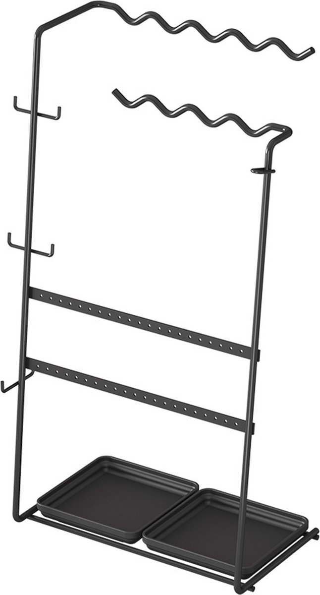 Metaltex MyJewels - Sieradenrekje - Sieradenhouder - Sieraden Organizer - Haakjes - Sieradenrek - 26x16x45 cm - Zwart