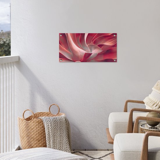 Tuinposter Stilleven - Bladeren - Plant - Roze - 60x30 cm - Tuindoek - Buitenposter