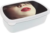 Boîte à pain Wit - Lunch box - Boîte à pain - Femme - Lèvres - Rouge - Portrait - 18x12x6 cm - Adultes