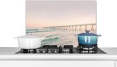 Spatscherm keuken 70x50 cm - Kookplaat achterwand Zee - Strand - Brug - Natuur - Zonsondergang - Muurbeschermer - Spatwand fornuis - Hoogwaardig aluminium