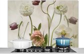 Spatscherm keuken 120x80 cm - Kookplaat achterwand Bloemen - Lente - Tuin - Stilleven - Muurbeschermer - Spatwand fornuis - Hoogwaardig aluminium