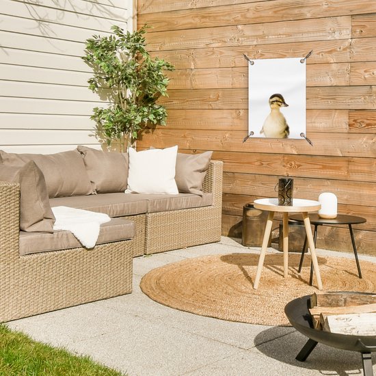 Tuin decoratie Eend - Geel - Dieren - Natuur - 30x40 cm - Tuindoek - Buitenposter
