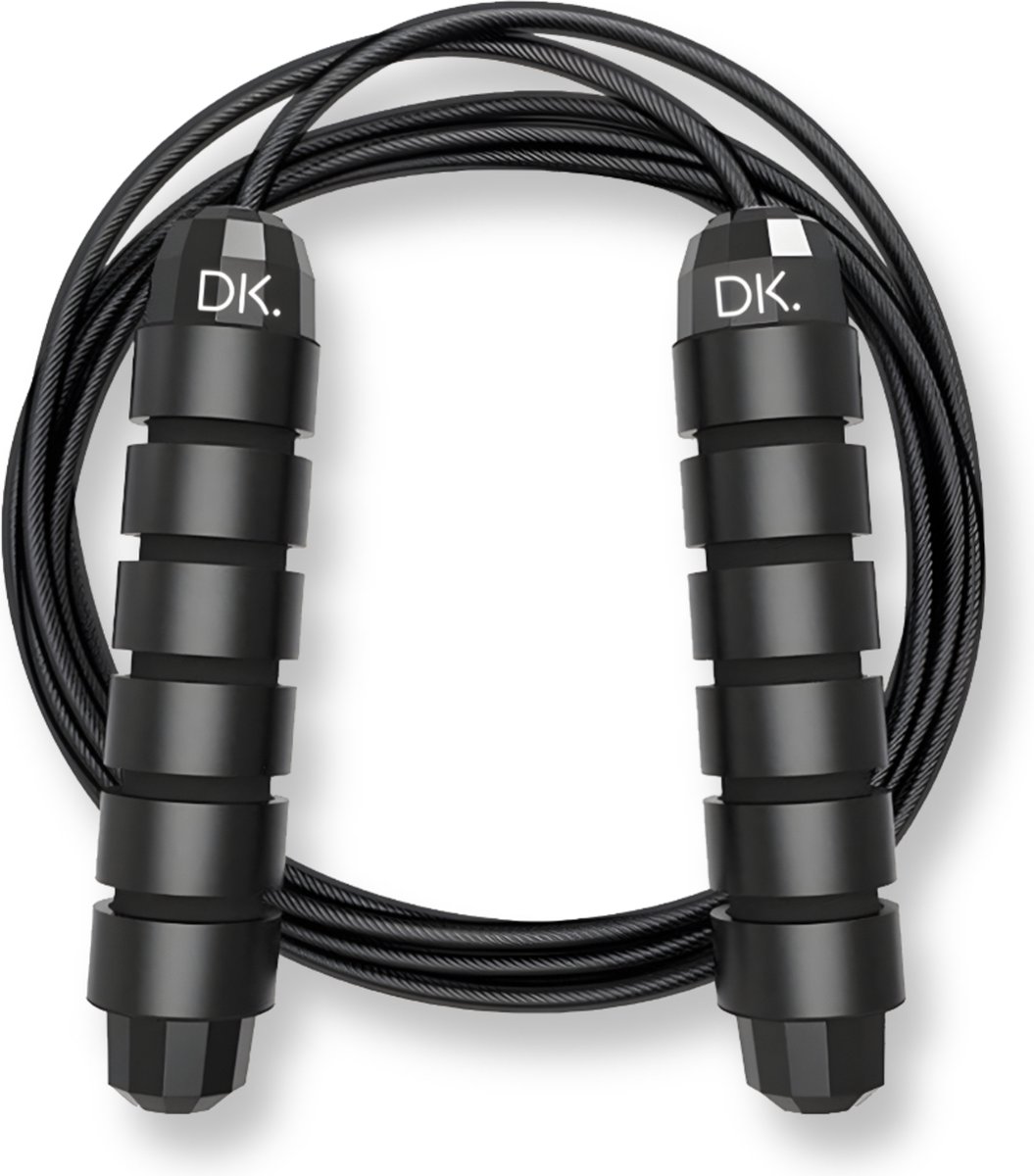 DK. - Professioneel Springtouw - voor Volwassenen en Kinderen - Verstelbaar - Speedrope - Jump Rope - Zwart