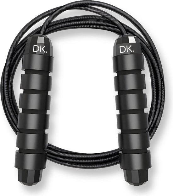 DK.® - Professioneel Springtouw - voor Volwassenen en Kinderen - Verstelbaar - Speedrope - Jump Rope - Zwart