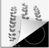 KitchenYeah® Inductie beschermer 78x78 cm - Planten - Bladeren - Natuur - Wit - Kookplaataccessoires - Afdekplaat voor kookplaat - Inductiebeschermer - Inductiemat - Inductieplaat mat