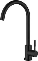 EDMONDO Zwarte Keukenkraan 8600a - Mengkraan - C-uitloop - Modern - Zwart - Wastafelkraan - Inclusief Aansluitmateriaal - Zwarte Kraan