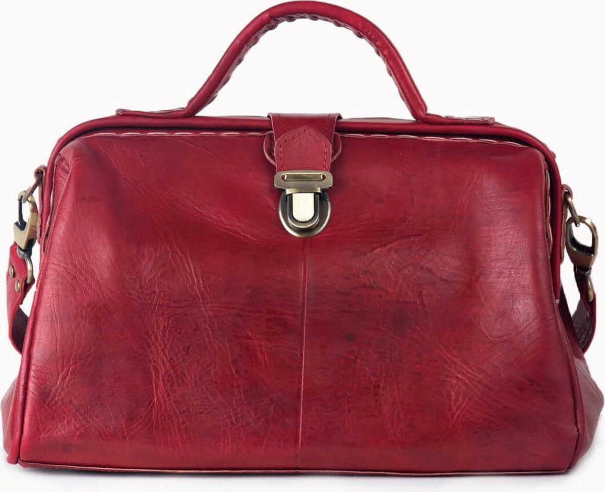 Leren Dames Handtas 'Petit' (rood) tuigleer