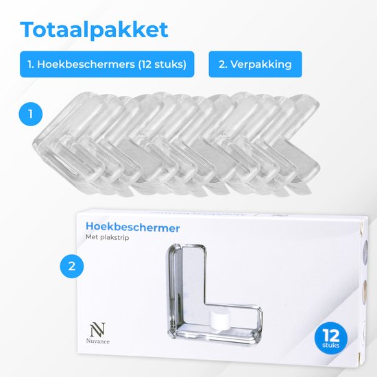 Totaalpakket: 12 hoekbeschermers en verpakking.