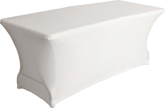 Tafelhoes - Hoes voor tafel - Feest hoeslaken voor tafel - Tafelhoes wit - Rechthoekige tafelhoes wit - Wasbaar - Kreukvrij - 183 x 76 x 76 cm